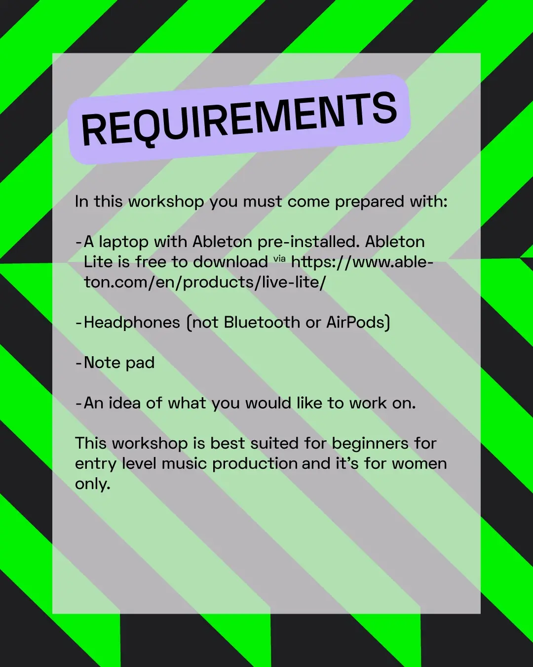 Saliah x Dhamma: Introduction to Music Production w/ Ableton - Workshops - at Underground Social